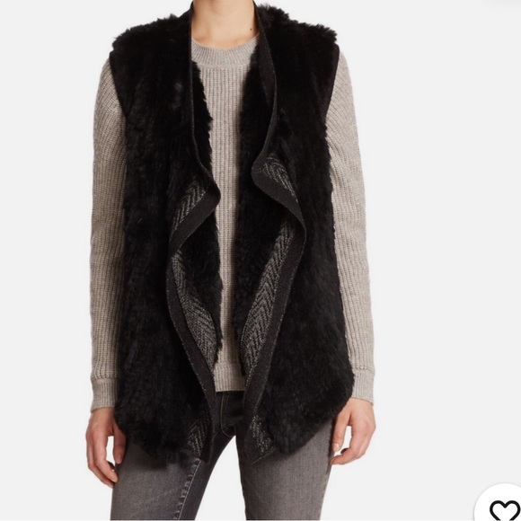 Vince Draped Wool Real Rabbit Fur Sweater Vest - Picture 8 of 8